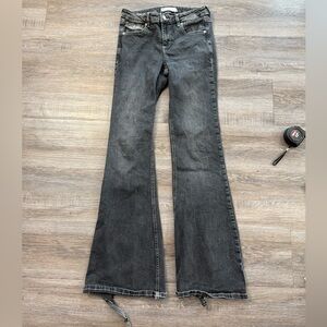 Garage Denim low rise distressed flare jeans